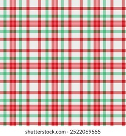 Christmas Plaid Tartan Gingham seamless pattern in red , green and white. For fabric, textile and Christmas decorations. 