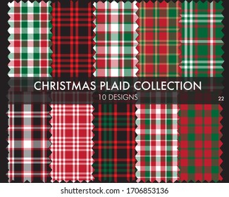 Christmas Plaid, tartan pattern collection includes 10 designs suitable for fashion textiles and graphics