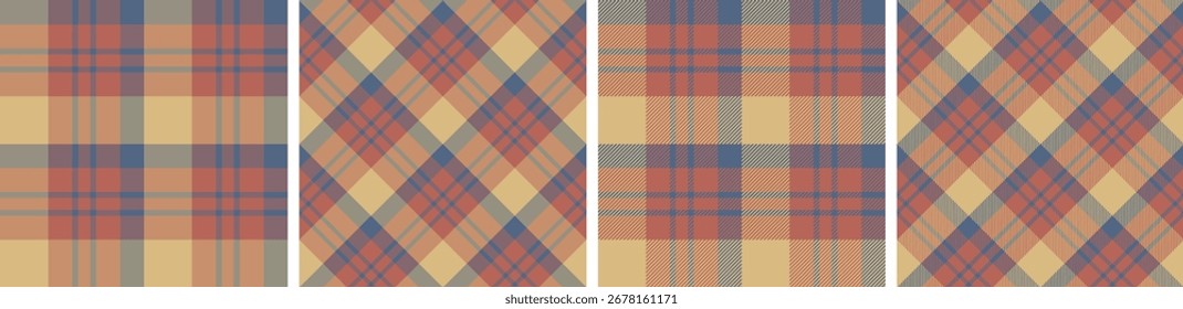 Christmas plaid and tartan pattern set.checkered fabric texture background.
