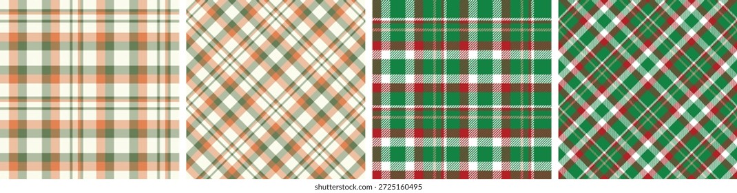 Natal xadrez e padrão de tartan set.checkered tecido textura fundo.