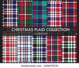 Weihnachtsmütze, nahtlose tartan Musterkollektion umfasst 10 Designs, die für Modetextilien und Grafiken geeignet sind