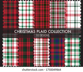 Christmas Plaid, tartan seamless pattern collection includes 10 designs suitable for fashion textiles and graphics