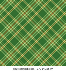 Christmas plaid with twill weave repeat pattern.Checkered tartan gingham seamless pattern in green.Graphic vector illustration texture background design for fabric and prints.