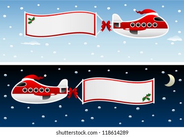 Christmas plane with banners.To see the other vector Christmas illustrations , please check Christmas collection.