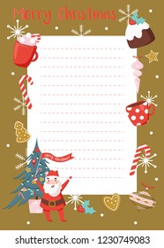 Christmas planner, organizer template, wish list. Vector illustration.  Scandinavian style.