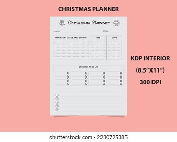 Christmas Planner, Printable KDP Interior Design