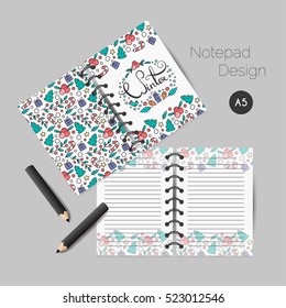 Christmas planner template. New Year cards, notepad, scrapbooking, bullet proof journal. Vector illustration