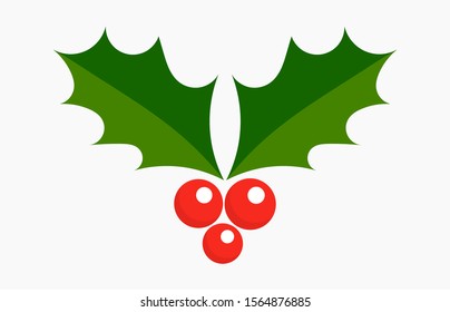 Christmas plant holly berries icon. Vector illustration.