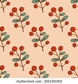 Christmas Plant Ornament Pattern Background. Social Media Post. Christmas Decorative Vector Illustration.