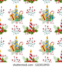 Christmas plants candle and gift pattern
