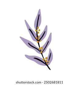 Christmas plants, decor. Decorative branch with small berries. Natural decoration. Flat illustration on white background.