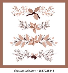 elementos de decoración de plantas de Navidad conjunto pegatinas para el diseño de giros de revistas de bala