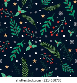 fondo de patrón sin inconvenientes de las plantas navideñas