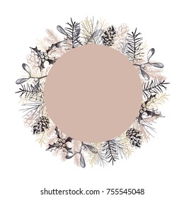 Christmas plants set. Vector hand-drawn illustration.