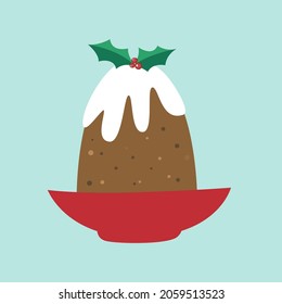 Christmas plum pudding. Isolated vector.