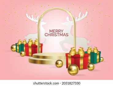 Christmas podium art background vector