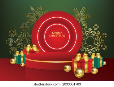 Vector de fondo de arte de podio de Navidad