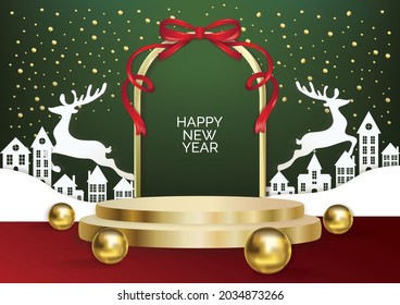 Vector de fondo de arte de podio de Navidad