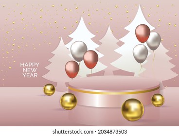 Christmas podium art background vector