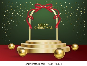 Christmas podium art background vector