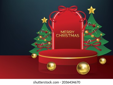 Vector de fondo de arte de podio de Navidad