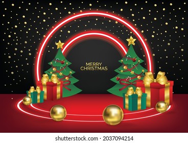 Christmas podium art background vector