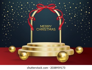 Christmas podium art background vector