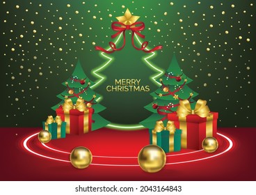 Vector de fondo de arte de podio de Navidad
