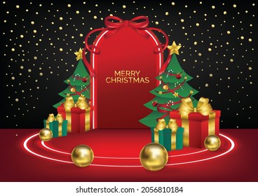 Christmas podium art background vector
