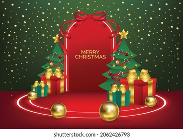 Vector de fondo de arte de podio de Navidad