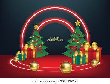 Christmas podium art background vector