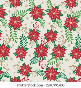 Christmas poinsettia decoration gift wrap