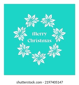 Christmas poinsettia flower wreath stencil. Template for Christmas cards, invitations. Suitable for laser cutting, plotter cutting. Winter holiday design template.