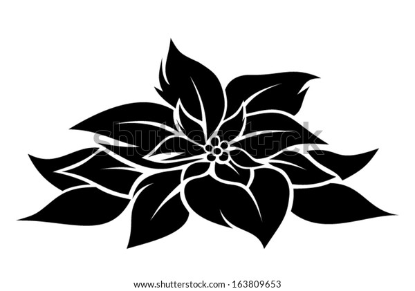 Christmas Poinsettia Vector Black Silhouette Stock Vector (Royalty Free ...