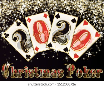 Christmas  poker background, new 2020 year, vector illustration
