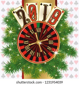 Christmas Poker banner. New 2019 year vector illustration
