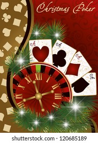 Christmas poker banner, vector illustration