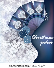 Christmas poker invitation card, vector illustration