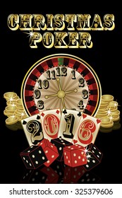 Christmas poker New Year 2016, vector illustration