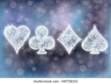 Christmas poker snow background, vector illustration