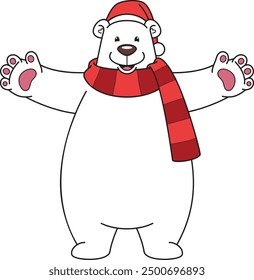 Christmas polar bear with arms wide open vector illustration