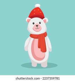 Christmas Polar Bear Character Design Illustration