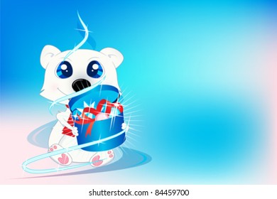 Christmas Polar Bear with gift box