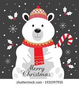 Christmas polar bear for christmas greeting card