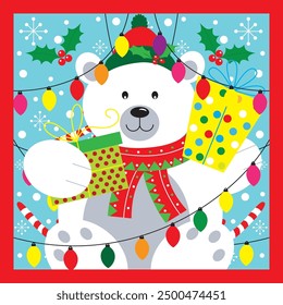 Christmas polar bear for christmas greeting card
