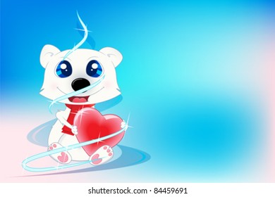 Christmas Polar Bear with heart