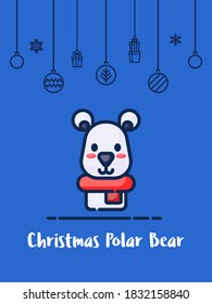 Christmas polar bear icon. Vector Illustration