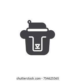 Christmas polar bear icon vector, filled flat sign, solid pictogram isolated on white. Symbol, logo illustration.