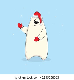 Christmas Polar bear, Merry Christmas illustrations of cute Polar bear with accessories like a knitted hats, sweaters, scarfs