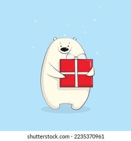 Christmas Polar bear, Merry Christmas illustrations of cute Polar bear with accessories like a knitted hats, sweaters, scarfs